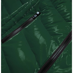 Lesklá zelená dámská bunda s ozdobnou podšívkou (XW810X)