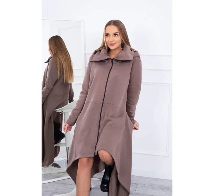 Zateplené šaty s delšími stranami mocca Zateplené šaty s delšími stranami mocca