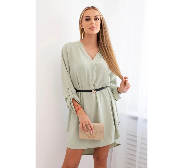 Šaty s delšími zády a pásem tmavá máta Šaty s delšími zády a pásem tmavá máta