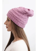 Dámská zimní čepice s klasickým žebrovaným vzorem K439 světle fialová