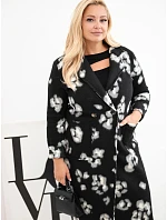 Elegantní dámský plášť Plus Size s límci leopardí černý Elegantní dámský plášť Plus Size s límci leopardí černý