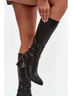 Dámské kozačky zateplené na klínku s přezkou  černé model 21712769 - SERGIO LEONE