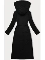 černý dámský kabát s páskem model 21248905 - STELLA FASHION černý dámský kabát s páskem model 21248905 - STELLA FASHION