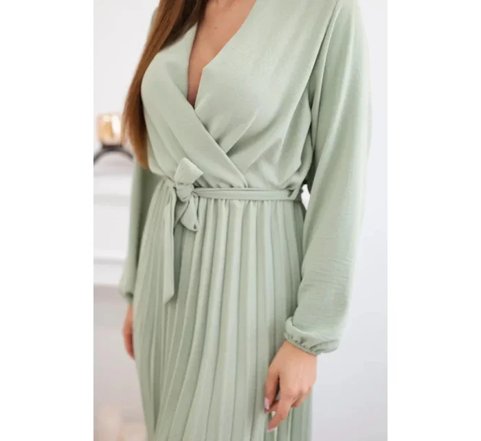 Šaty se  lemem světlá khaki model 21908527 - K-Fashion