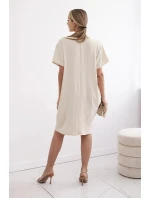 Šaty s kapsami a přívěskem tmavě béžová