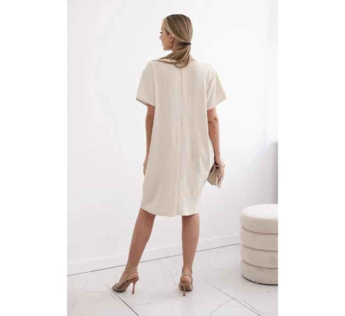 Šaty s kapsami a přívěskem tmavě béžová