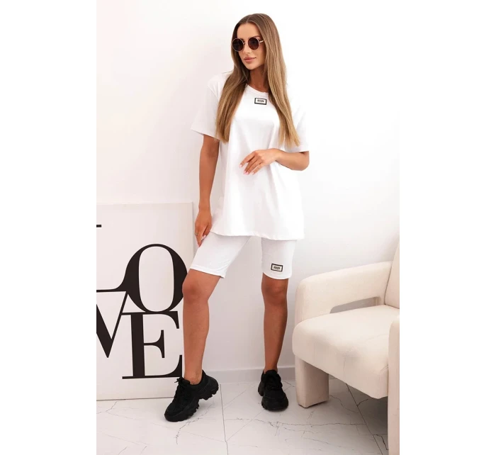 Dámský bavlněný komplet s krátkým rukávem a šortkami bílý Dámský bavlněný komplet s krátkým rukávem a šortkami bílý