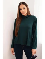 Dámská viskózová blůza s rolákem a dlouhým rukávem tmavě zelená Dámská viskózová blůza s rolákem a dlouhým rukávem tmavě zelená