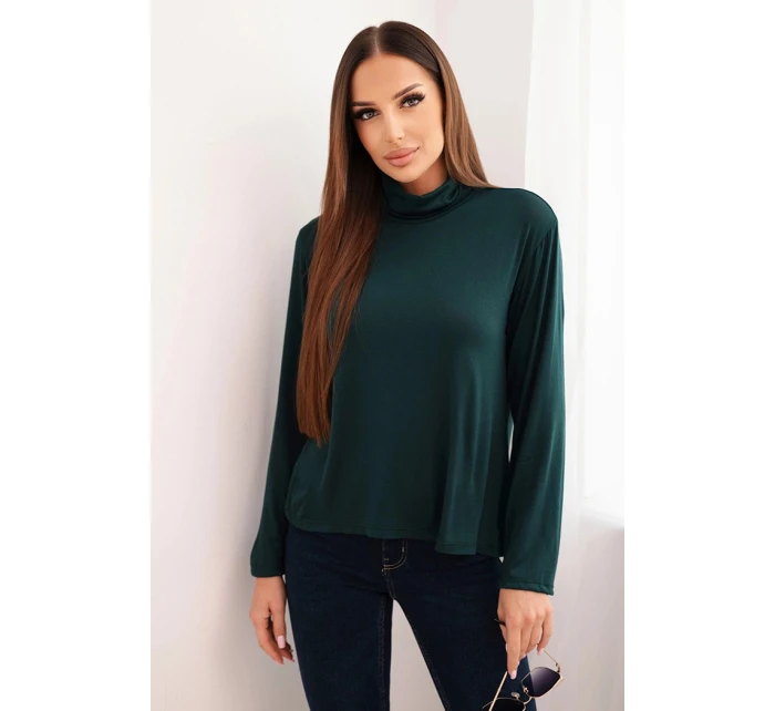Dámská viskózová blůza s rolákem a dlouhým rukávem tmavě zelená Dámská viskózová blůza s rolákem a dlouhým rukávem tmavě zelená
