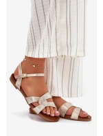 Ploché Lesklé Sandály Dámské S.Barski KV51-022 Zlaté