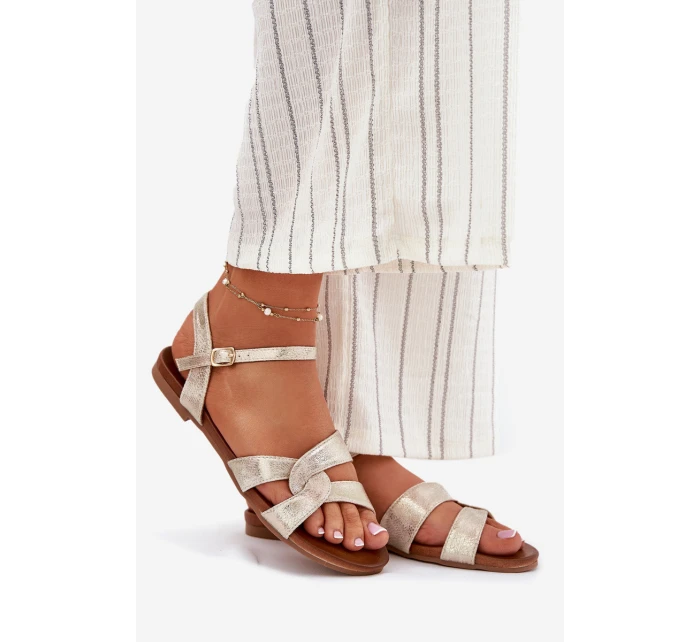 Ploché Lesklé Sandály Dámské S.Barski KV51-022 Zlaté