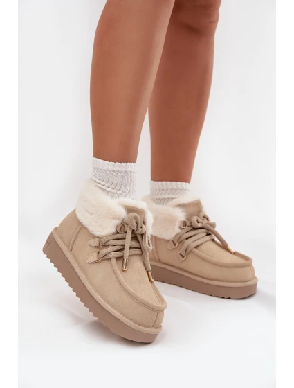 Ženské sněhule z přírodního semiše D.Franklin DFSH375006 světle béžové