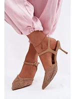 Idira Světle hnědé sandály s síťkou na jehle