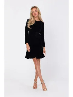 M765 Šaty s nařaseným spodním lemem - černé