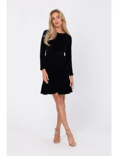 M765 Šaty s nařaseným spodním lemem - černé