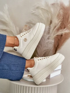 Sneakersy Sportovní Boty Dámské Zateplené Na Masivní Podešvi Béžové Ardiela