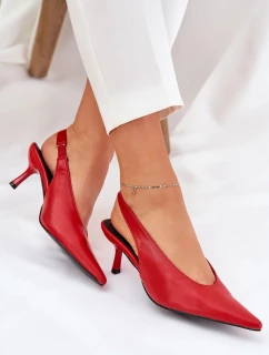 Lodičky s otevřenou patou z eko kůže Aricandia – červené