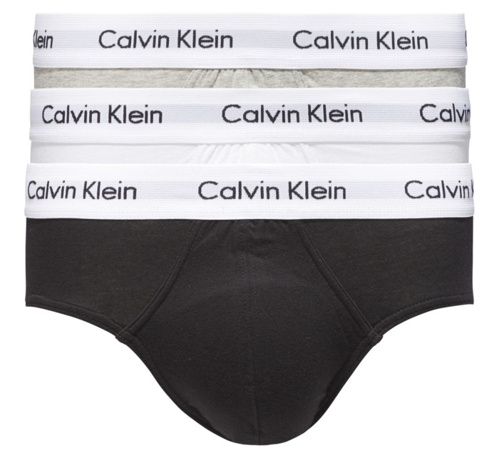 Pánské slipy 3 Pack Briefs Cotton Stretch 0000U2661G998 černá/bílá/šedá - Calvin Klein