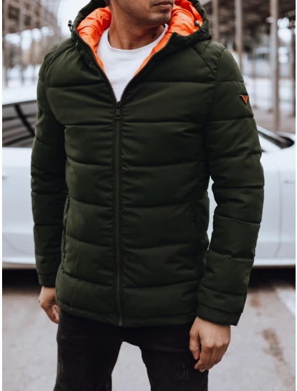 Pánská prošívaná zimní bunda s kapucí zelená FashionStreet TX4893