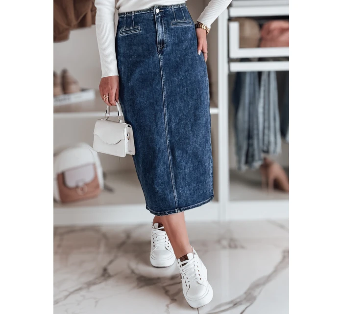 Džínová midi sukně s rozparkem VISTANO modrá FashionStreet CY0485 Džínová midi sukně s rozparkem VISTANO modrá FashionStreet CY0485