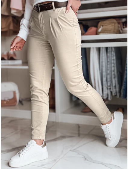 Dámské chinos kalhoty s páskem MODELA cappuccino FashionStreet UY2566