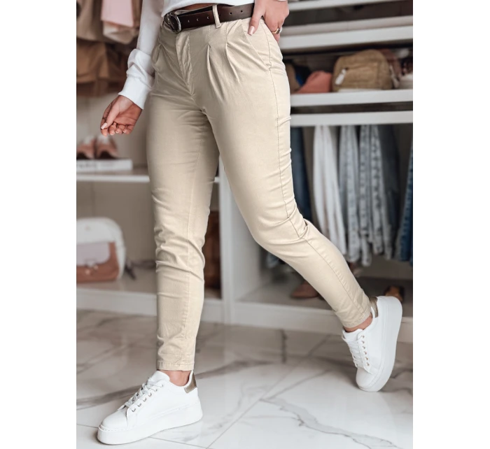 Dámské chinos kalhoty s páskem MODELA cappuccino FashionStreet UY2566
