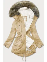 PARKA Z I KAPTUREM BEŻOWA model 21242109 - Libland