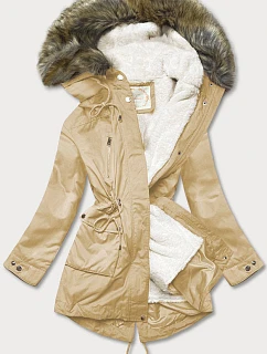 PARKA Z I KAPTUREM BEŻOWA model 21242109 - Libland
