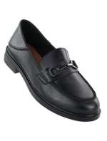 Dámské kožené polobotky mokasíny černé model 22015069 - VINCEZA