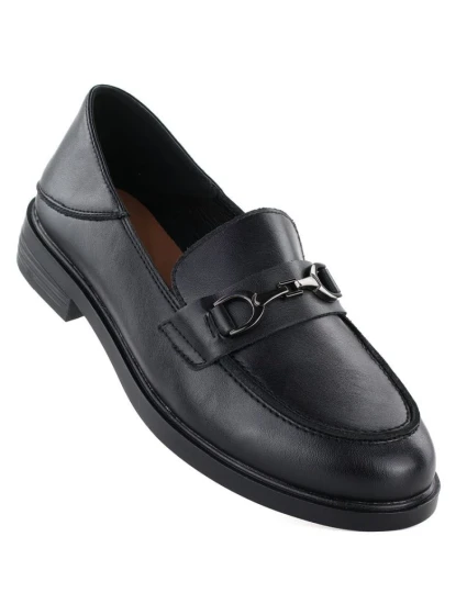 Dámské kožené polobotky mokasíny černé Vinceza 18117