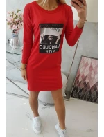 Šaty s potiskem rukojeti v červené barvě Šaty s potiskem rukojeti v červené barvě