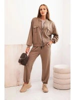 Dámská souprava máslová z viskózy s rozepínací mikinou a kalhotami fango Dámská souprava máslová z viskózy s rozepínací mikinou a kalhotami fango