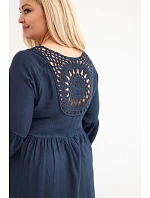 Dámské šaty Plus Size z viskózy s ažurovým zdobením tmavě modrá