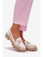 Dámské Kožené Mokasíny Se Zlatým Světle Béžové model 21697365 - Laura Messi