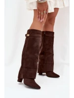 Kozačky Eko Podpatky Na Zip Zateplené  Čokoládové model 21704760 - Boto