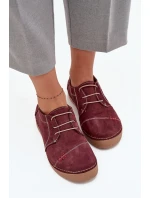 Kožené dámské polobotky s prošíváním model 21710433 bordó - Artiker Kožené dámské polobotky s prošíváním model 21710433 bordó - Artiker