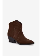 Dámské kovbojské kotníkové boty z přírodní velurové kůže Beretta – čokoládové