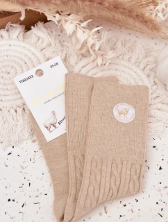 Dámské dlouhé vlněné ponožky – béžové