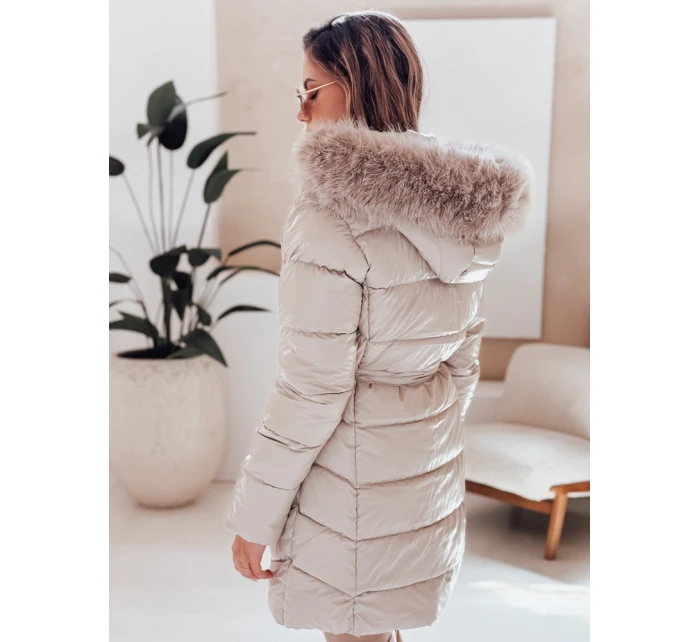 Dámská zimní bunda CASSERIE prošívaná s kapucí světle béžová FashionStreet TY4926