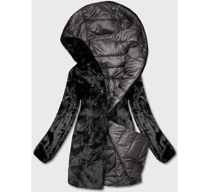 Hnědá oboustranná dámská bunda - kožíšek (b8053-101)