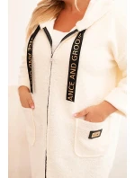 Dámský kabát Plus Size z  s kapucí a kapsami ecru model 21297034 - K-Fashion