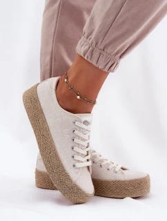 Dámské Tenisky Na Platformě S Pletením Lee Cooper LCW-25-02-3284 Světle Béžové
