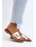 Zazoo Elegantní dámské kožené pantofle zlaté