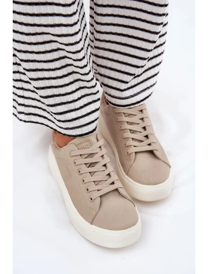 Dámské textilní tenisky na platformě Big Star – béžové Dámské textilní tenisky na platformě Big Star – béžové