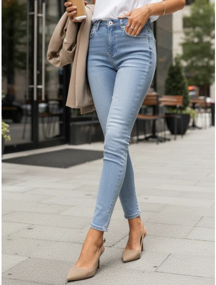 Dámské úzké džíny s vysokým pasem modré FashionStreet UY2866