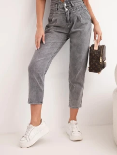 Dámské džíny s dvojitým zapínáním grafitové model 21951843 - K-Fashion