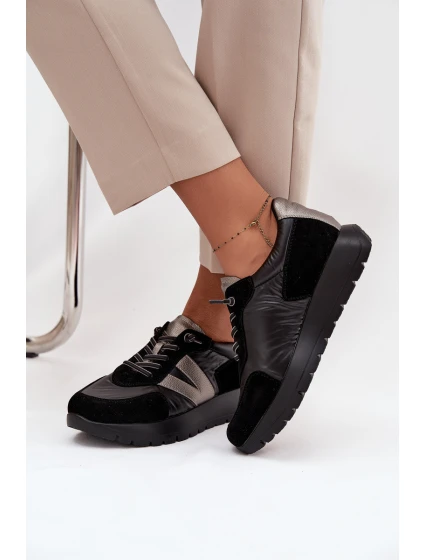 Dámské tenisky na platformě model 21712571 Černé - VINCEZA