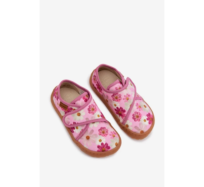Dětské dívčí pantofle Barefoot Kwiatki Froddo G1700438-8 -11 Růžové