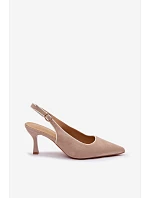 Dámské sandály na podpatku s lemovkou béžové Relmira