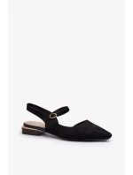 Dámské baleríny na nízkém podpatku s otevřenými podpatky Sergio Leone Black